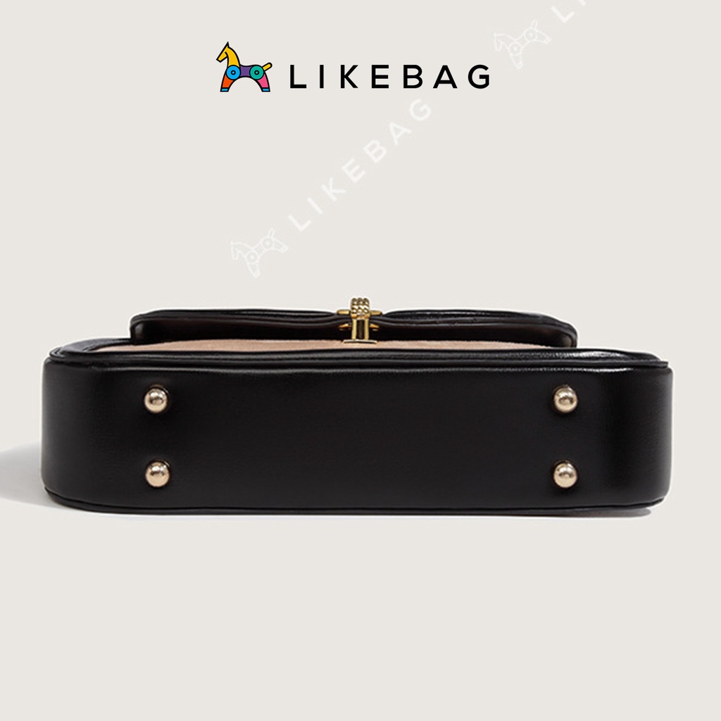 Túi đeo vai nữ da lộn LIKEBAG thiết kế quai xoắn phối màu trẻ trung 219XK6202-3 - LIBAGI