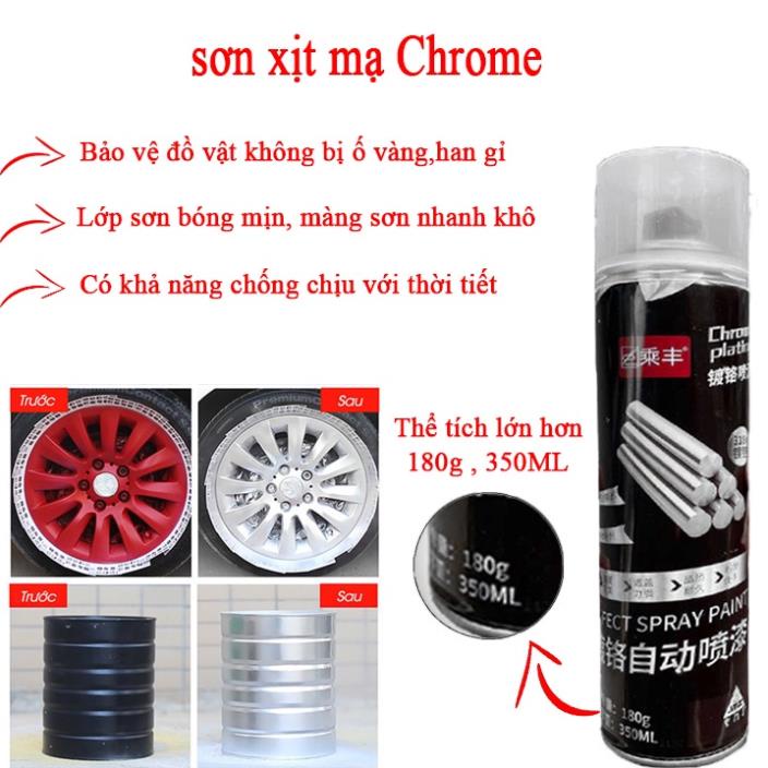 Bình xịt đánh bóng bề mặt dụng cụ Inox Chrome 350ml - Sơn Xịt Mạ Crom Inox