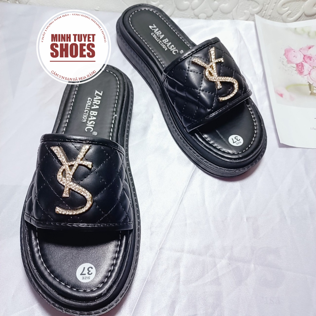 Dép bánh mì quai ngang bản rộng chữ YS đế cao tôn dáng phong cách hàn quốc ulzzang mã DYS MINHTUYETSHOES