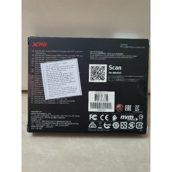 Ssd NVMe Adata XPG Sx8100 1TB Chính Hãng Hải Anh, mới 100%, bảo hành 36 Tháng.