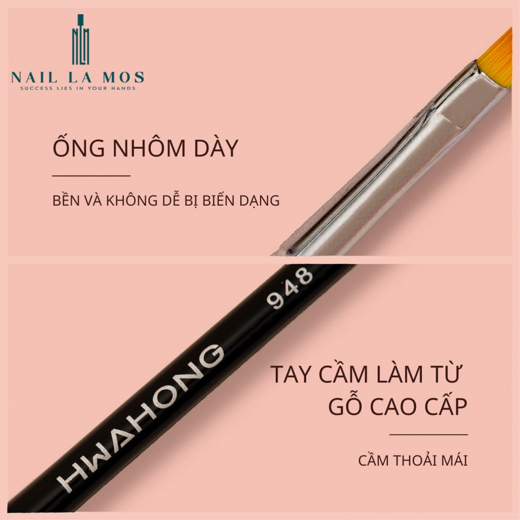 Cọ bản nail Hwahong chính hãng nhập khẩu Hàn Quốc - Cọ bản vuông số 1 vẽ hoa chuyên dụng