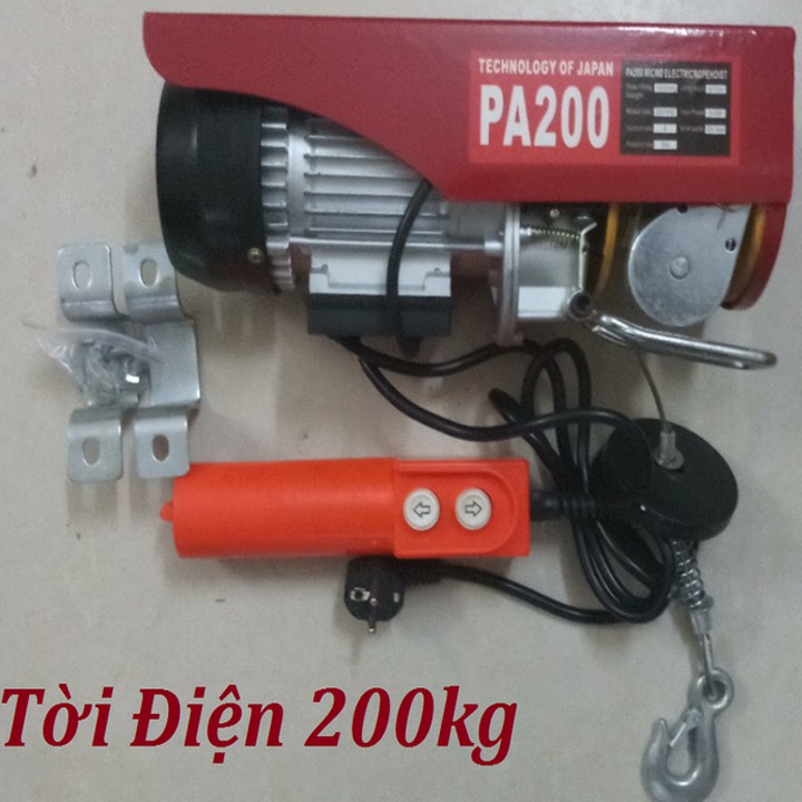 máy tời điện 200kg cáp 25 mét PA200