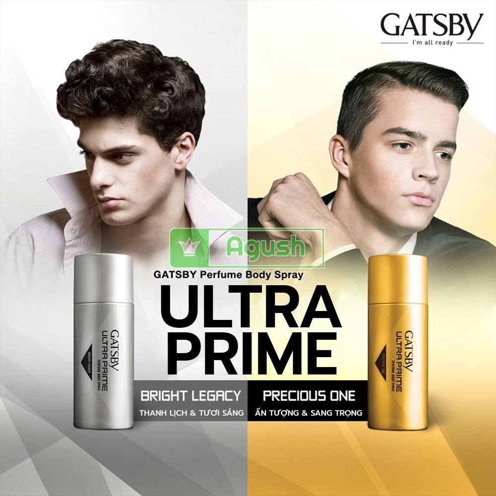 Body mist cho nam xịt toàn thân chính hãng Gatsby Ultra Prime Perfume Body Spray Bright Legacy 150ml thơm giữ mùi lâu