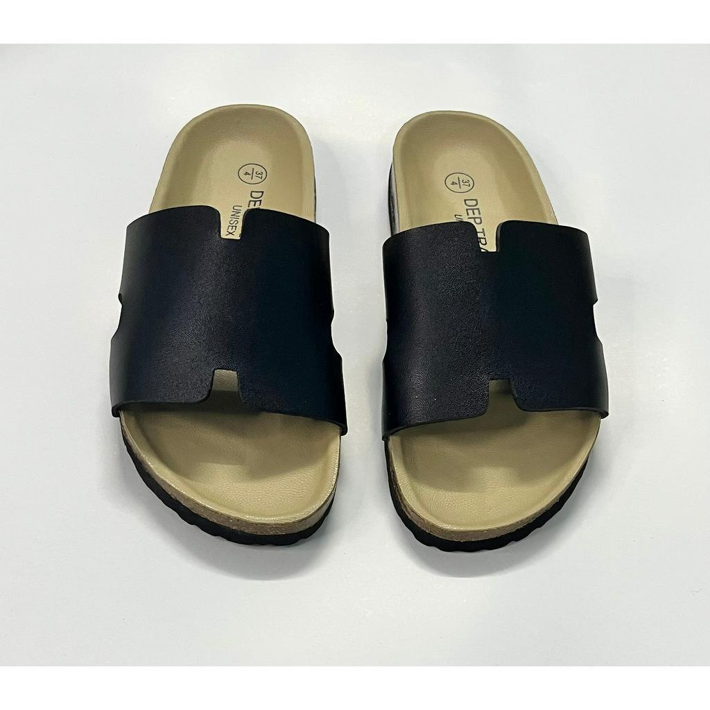 Dép Đế Trấu Birken Quai Chữ H Unisex Màu Đen