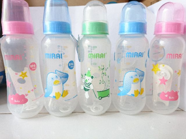 (250ml) Bình sữa Mirai Kids - van chống sặc/ Bình sữa Jumi có quai
