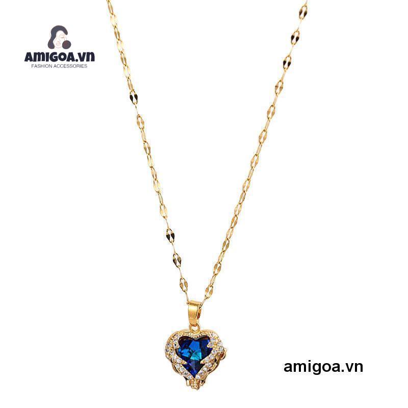 ✨✨Vòng cổ Hợp Kim Mặt Hình Trái Tim Đính Đá Nhiều Màu Xinh Xắn Cho Nữ