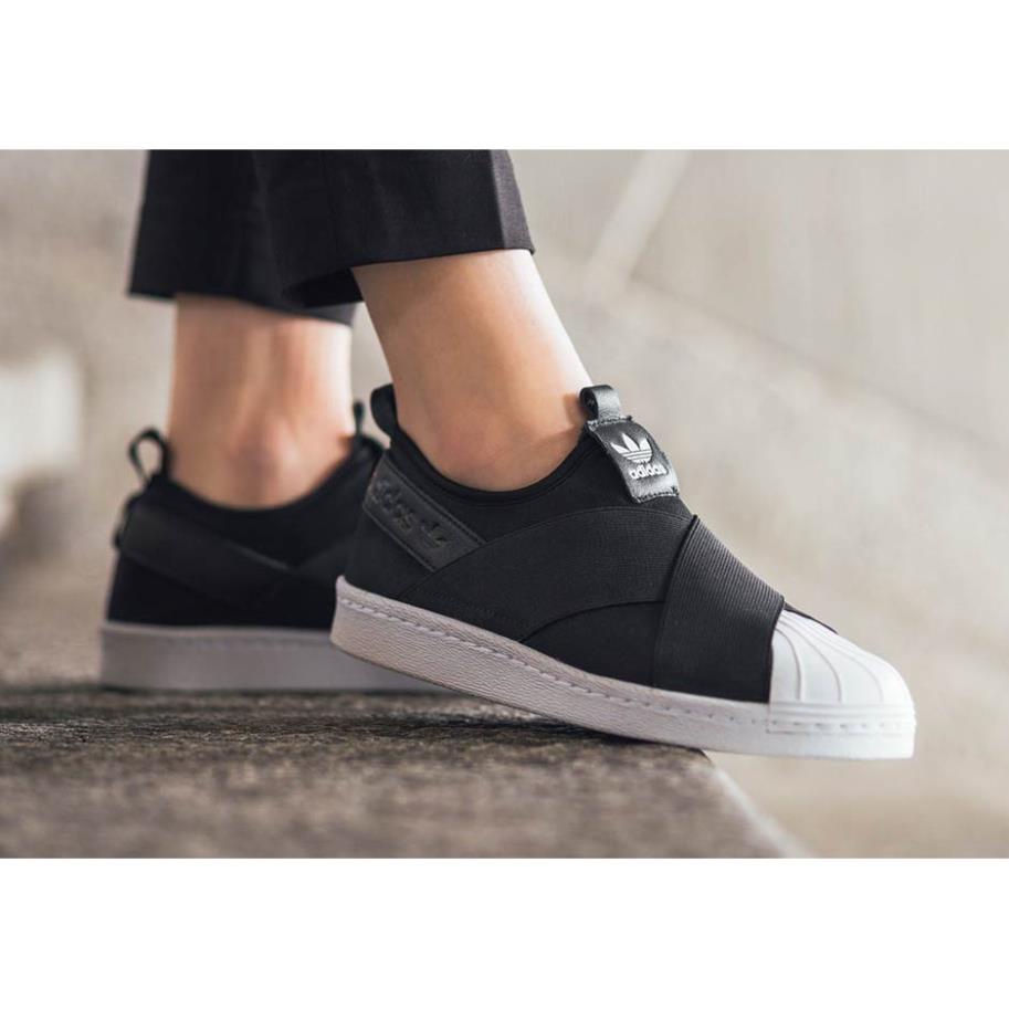 ℘ Giày Adidas SUPERSTAR SLIP-ON Mũi Sò Đen Trắng Nam/Nữ ℘