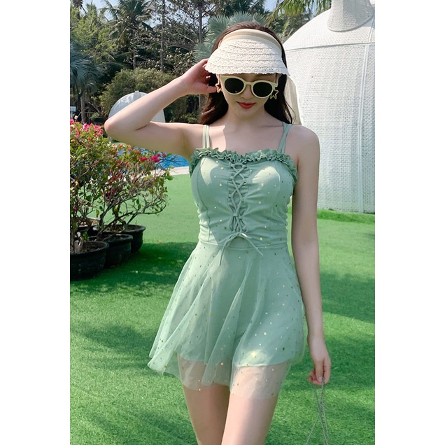 Bikini váy đan ngực kín đáo, trẻ trung, tôn dáng, phù hợp với mọi hoạt động trên bãi biển