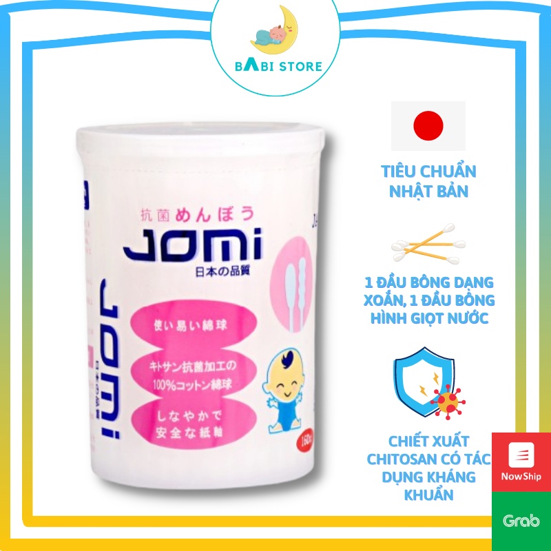 Tăm bông Jomi cho bé Lọ 160 que từ Nhật Bản - Babi Store