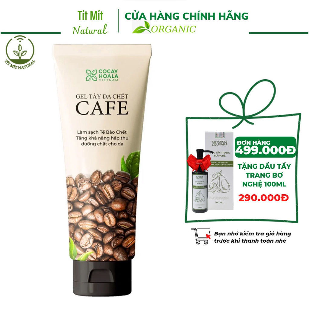 Kem tẩy da chết cà phê Cỏ Cây Hoa Lá - tẩy sạch tế bào chết dạng gel 100g