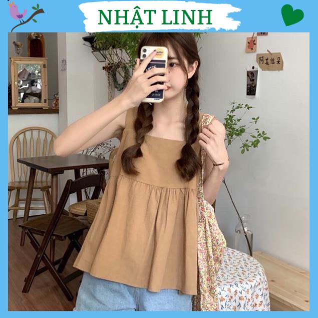 Áo hai dây nữ NHẬT LINH áo 2 dây bản to dáng babydoll phối nơ sau xinh xắn tiểu thư - A367