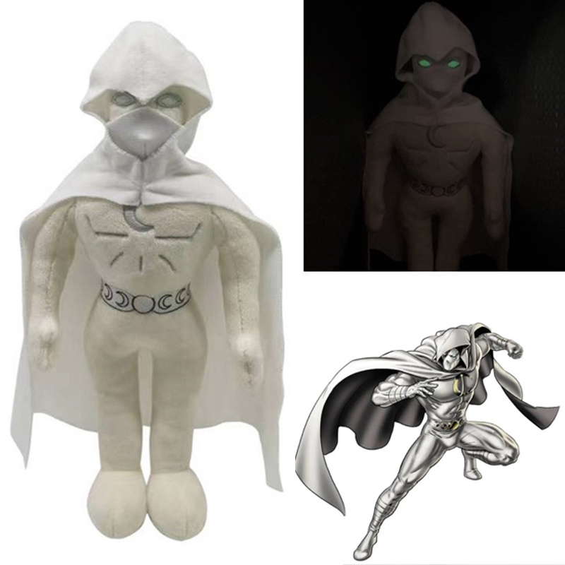 Marvel 20cm Moon Knight Plush Toys Luminous Eyes Soft Stuffed Dolls Gift For Children