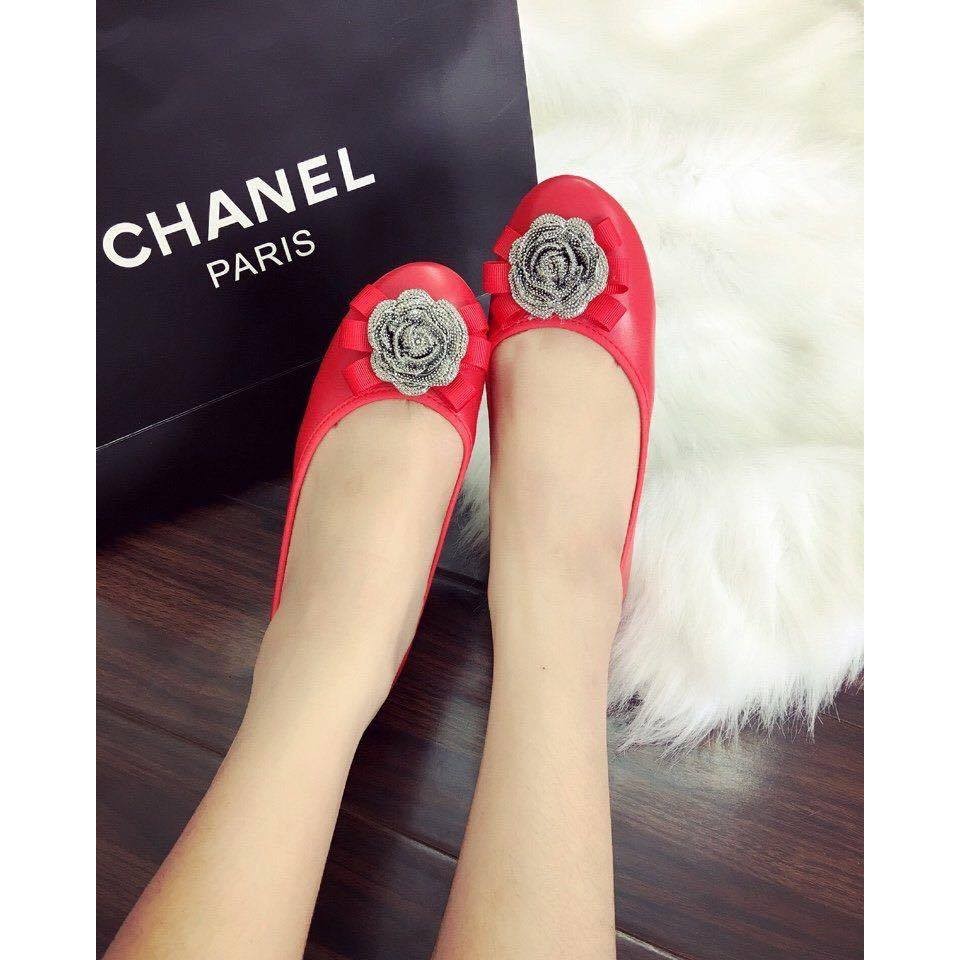 SALE - Giày búp bê hoa bạc