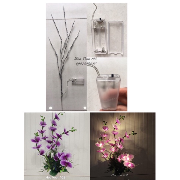 Đèn 5 nhánh -màu vàng không chớp -20 bóng.