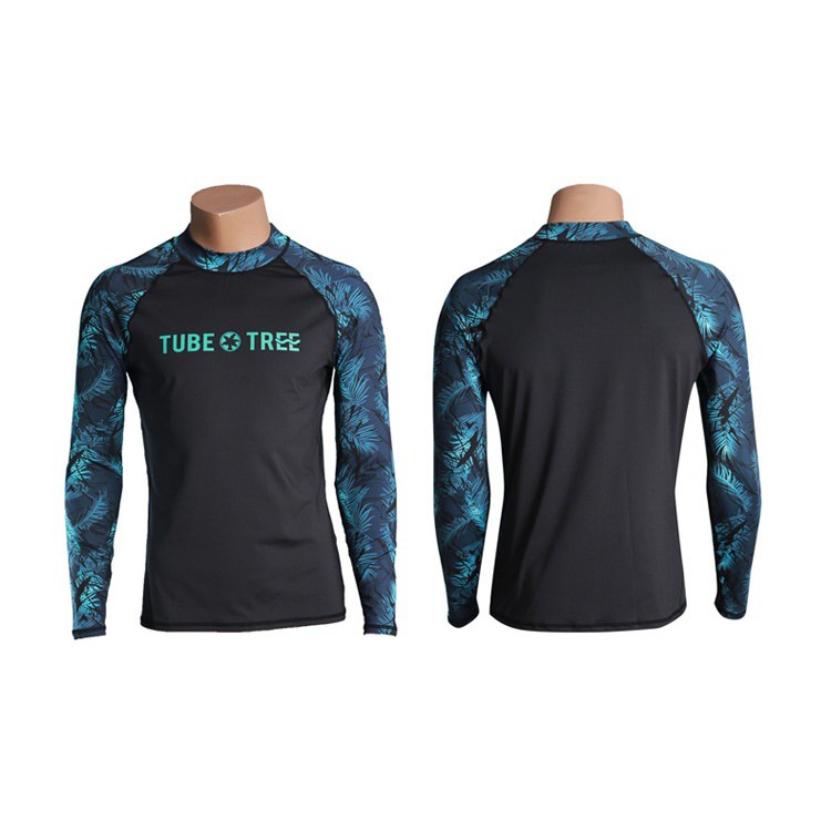 Bộ đồ bơi nam dài tay thun lạnh thể thao cao cấp họa tiết lá