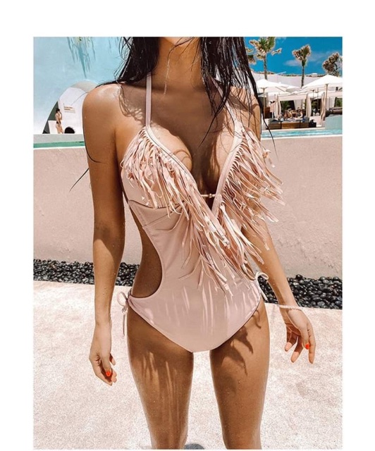 [BKN661] &lt;HÀN&gt; BODYSUIT HỒNG TUA RUA NGỰC KIỂU HÀN