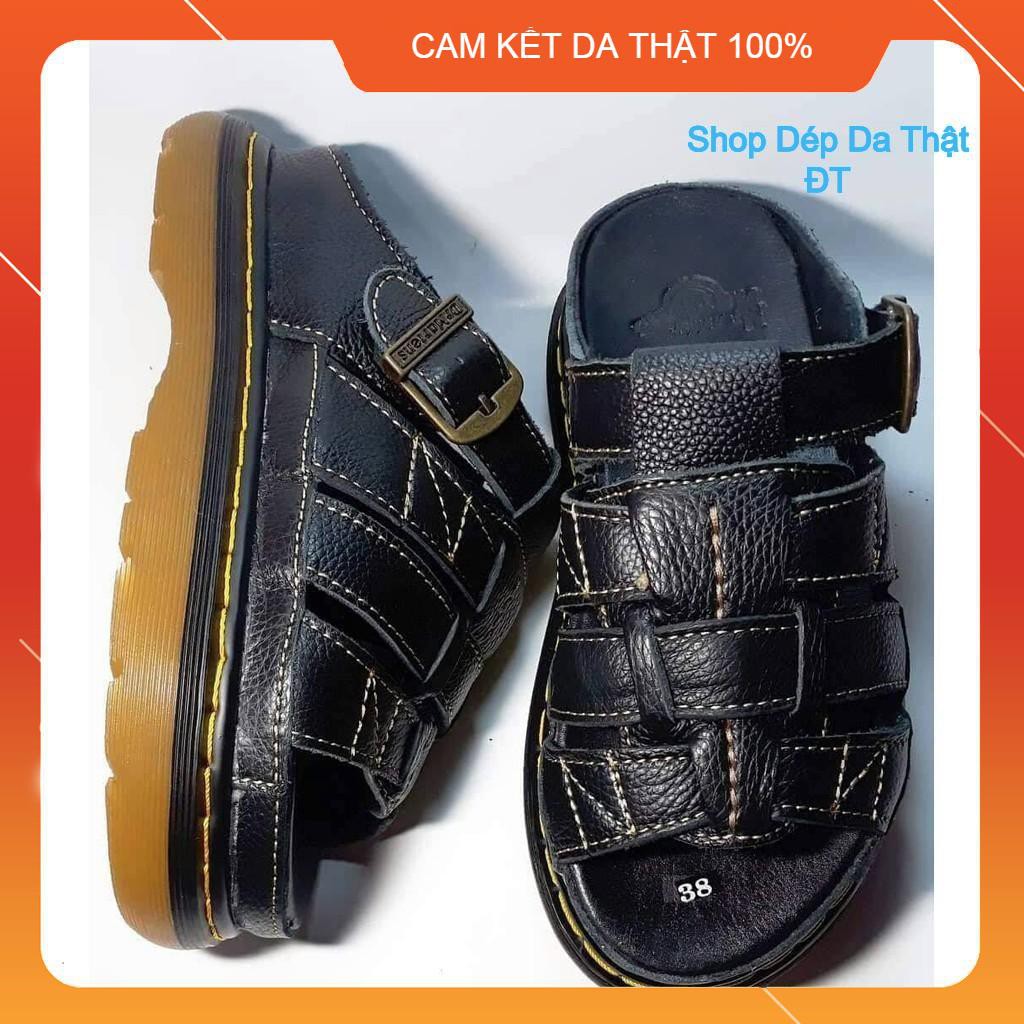 Dép Quai Ngang Nam Doctor Dr.Martens Da Thật 100% Cao Cấp hàng VNSX - Đế Lót Da Bò - Mã 20D2