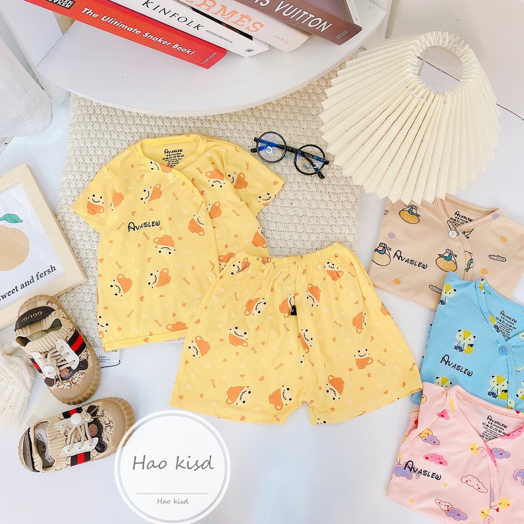 Bộ Cúc Chéo Thun Lạnh Avaslew Cho Bé Trai Bé Gái Sơ Sinh - Màu Sắc Năng Động, Chất Liệu Mềm Mát - Quần Áo Sơ Sinh 0-9M
