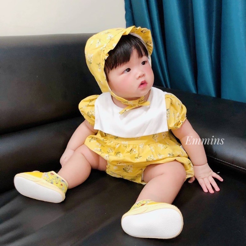 (Thanh lý lỗ vốn chuyển ngành hàng khác)Hàng xịn♥️BodySuit Hoa Nắng+ Kèm Mũ bé gái đi chơi chụp đầy tháng thôi nôi[ Áo l