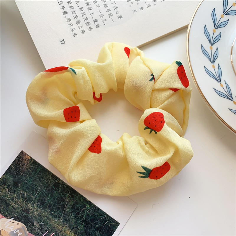 Dây buộc tóc họa tiết dâu tây phong cách retro đơn giản cho nữ