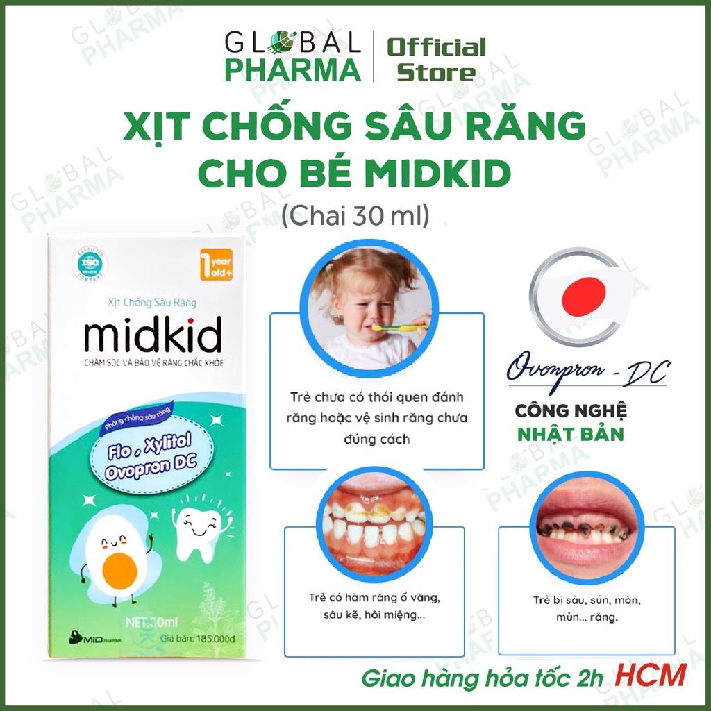 [CÔNG NGHỆ NHẬT] - Xịt Chống Sâu Răng MidKid Cho Bé từ 1 Tuổi - Bảo vệ men răng, chống sâu, ố vàng, mủn răng (Chai 30ml)