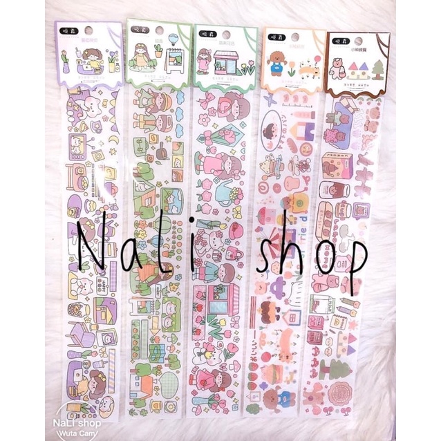 WASHI TAPE MIẾNG DÀI cute dễ thương, sticker hình dán, trang trí sổ, bullet journal