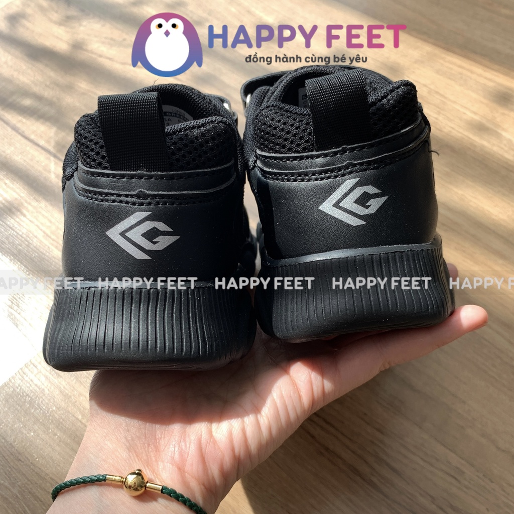 Giầy thể thao đen siêu nhẹ trẻ em, giày đông phục trường Vin, cho bé trai bé gái 6-9 tuổi- Happy Feet No 3528