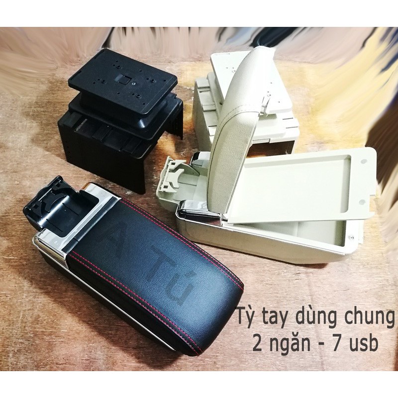 Hộp Tỳ Tay dùng chung cho các loại xe ô tô có cổng cắm USB đủ 3 màu đen, kem, ghi