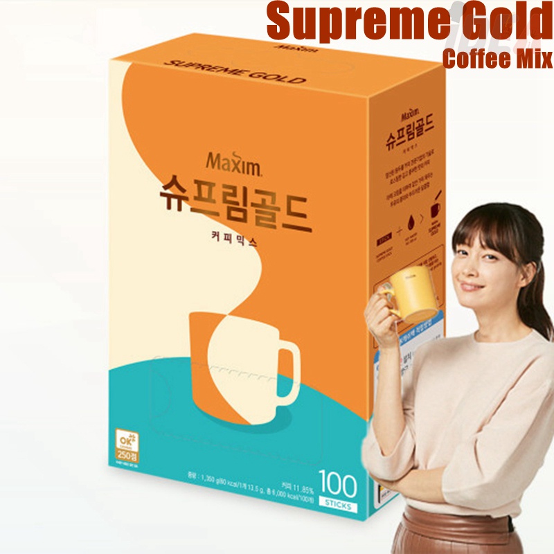 Set 100 que pha cà phê phong cách Hàn Quốc Cà phê Maxim Supreme Gold Coffee CÀ PHÊ MAXIM