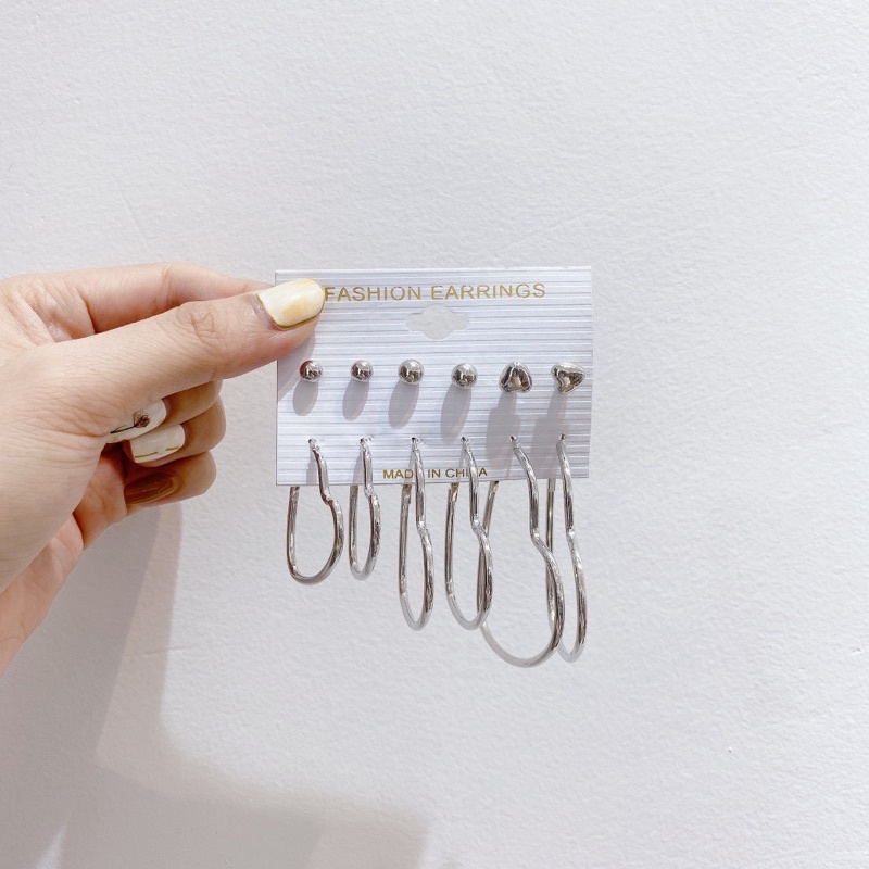 Set nhiều bông tai khoen tròn nhiều kiểu