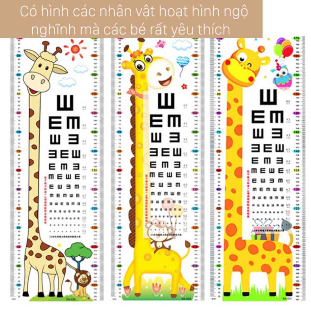 Thước đo chiều cao cho bé hình con vật đáng yêu