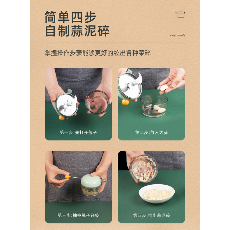 Kitchen hand-held garlic grinder Multi-function magnetic vegetable meat grinder