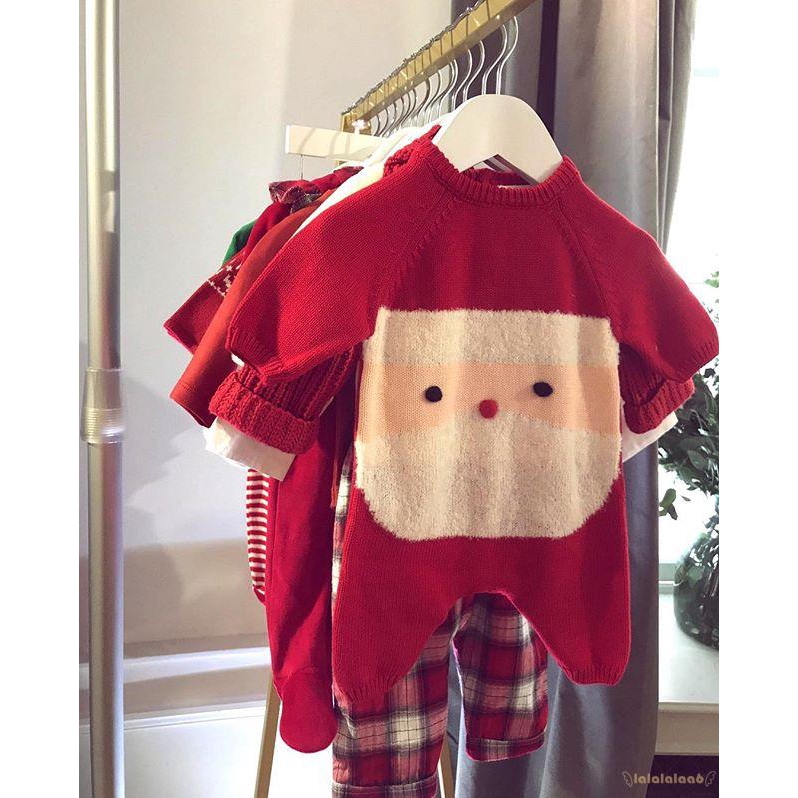Áo len dài tay liền quần phong cách Giáng sinh dễ thương cho bé