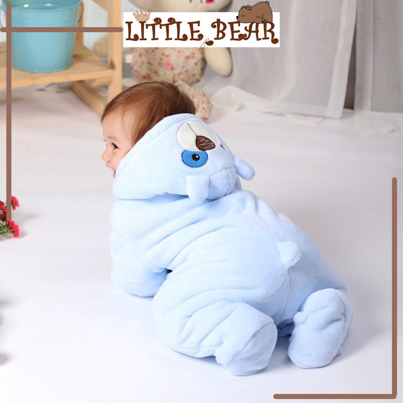 Bộ Ủ Toàn Thân Bông Liền Tất Dày Dặn Cho Bé 0-12 Tháng - Little Bear