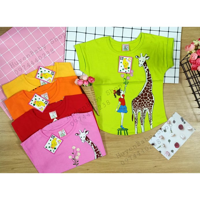 Áo cotton in hình hươu cho bé gái từ 7-19kg(Hàng công ty Uyên Thủy)