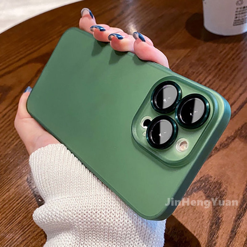 Ốp Điện Thoại Cứng Mỏng Mặt Nhám Thân Thiện Với Da Có Vòng Nhẫn Kim Loại Cho IPhone 14 13 12 11 Pro Max 14Plus