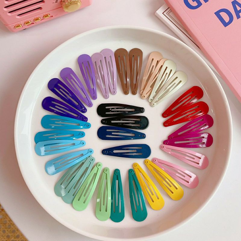 SET 10 CÁI KHÁC MÀU | KẸP TÓC BẤM HÌNH GIỌT NƯỚC PHỦ BÓNG MÀU TRƠN | VIDEO THẬT | SHOP BEECOW