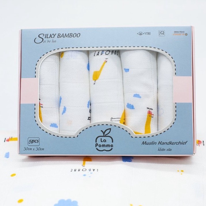 Khăn xô sữa sợi tre cho bé La Pomme 30x30cm  - MINMY BABY