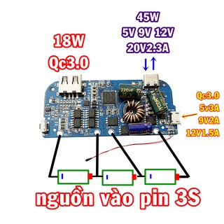 Mạch sạc dự phòng 3S sạc nhanh Qc3.0 PD 45W