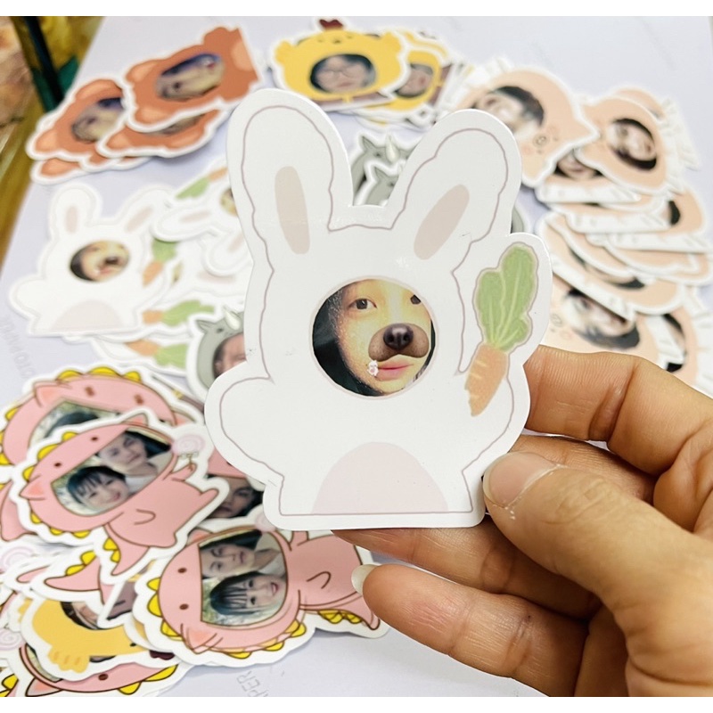 Sticker ghép mặt chibi in theo yêu cầu size 6-10cm / hình dán cute in theo yêu cầu