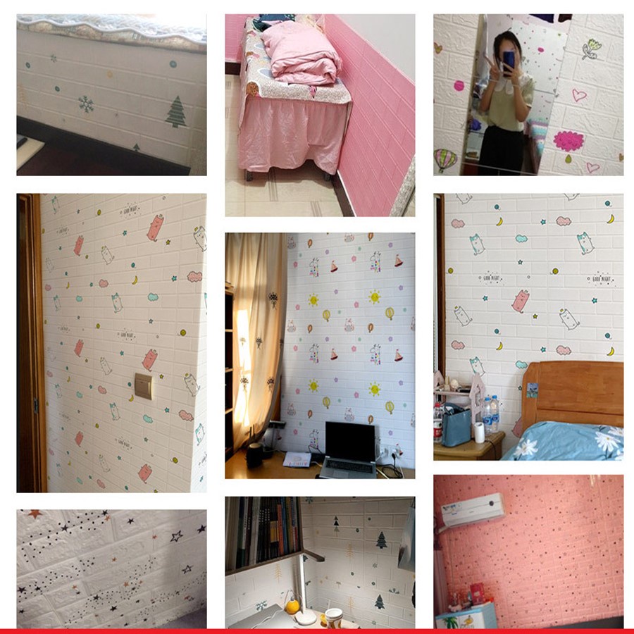 Xốp dán tường hoạt hình 3d kích thước 70x77cm sẵn keo siêu dính TALADO | BigBuy360 - bigbuy360.vn