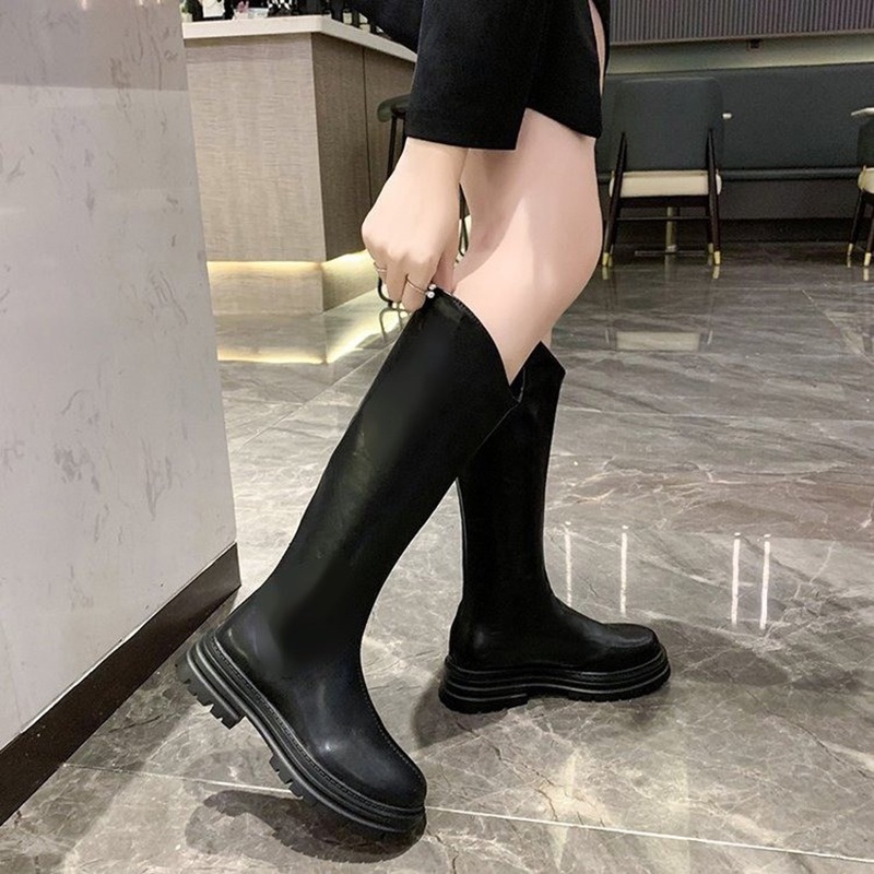 IELGY Giày Bốt Hiệp Sĩ Đế Dày Có Khóa Kéo Sau Lưng Cho Nữ