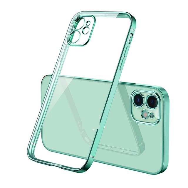 Ốp lưng iphone cạnh vuông khung viền màu mạ kim loại trong suốt  7,8,plus/X,XS/XSMAX/11/11/12.pro,max/13.pro.max
