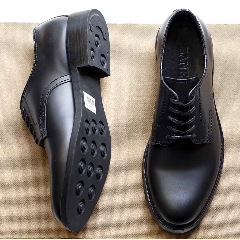 Giày da nam công sở màu đen đế cao su đúc da bò thật bảo hành 12 tháng