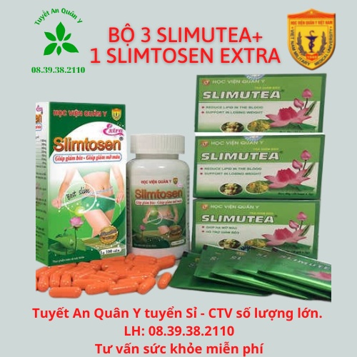 Bộ Giảm Cân 1 Slimtosen Extra + 3 Trà Slimutea Học viện Quân Y