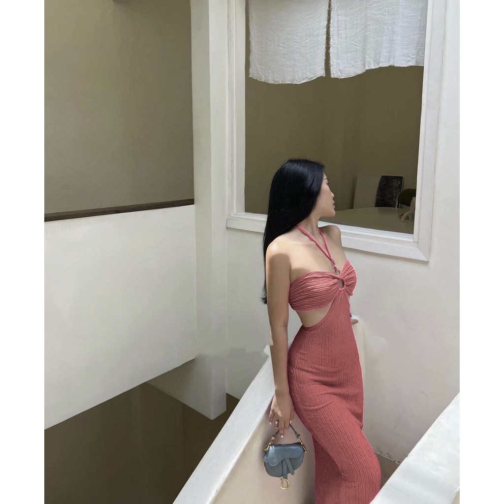 Đầm ba khoen vải xốp 009