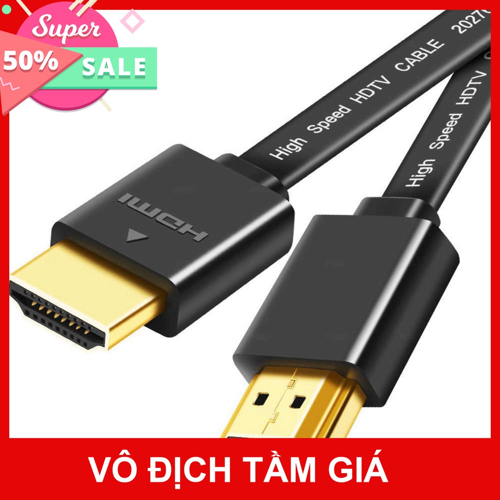Dây HDMI - Cáp HDMI 5 mét - Màu đen, loại dẹt - Full HD - Bảo hành 3 tháng