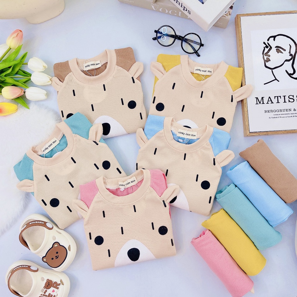 Bộ dài tay len tăm phối màu tai thỏ ấm áp cực xinh cho bé trai/bé gái