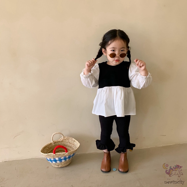 Quần Dài Ống Loe Họa Tiết Sọc Caro Phong Cách Hàn Quốc Dành Cho Bé Gái