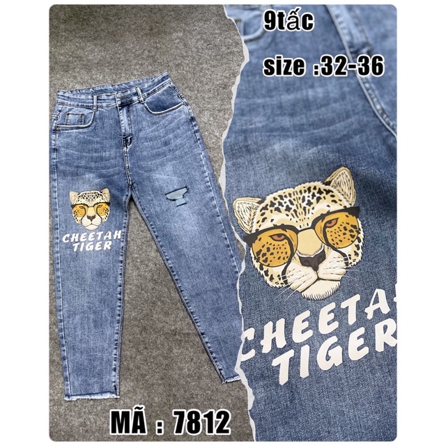 QUẦN JENAS NỮ BIG SIZE / jeans 9tấc in hình cá tính